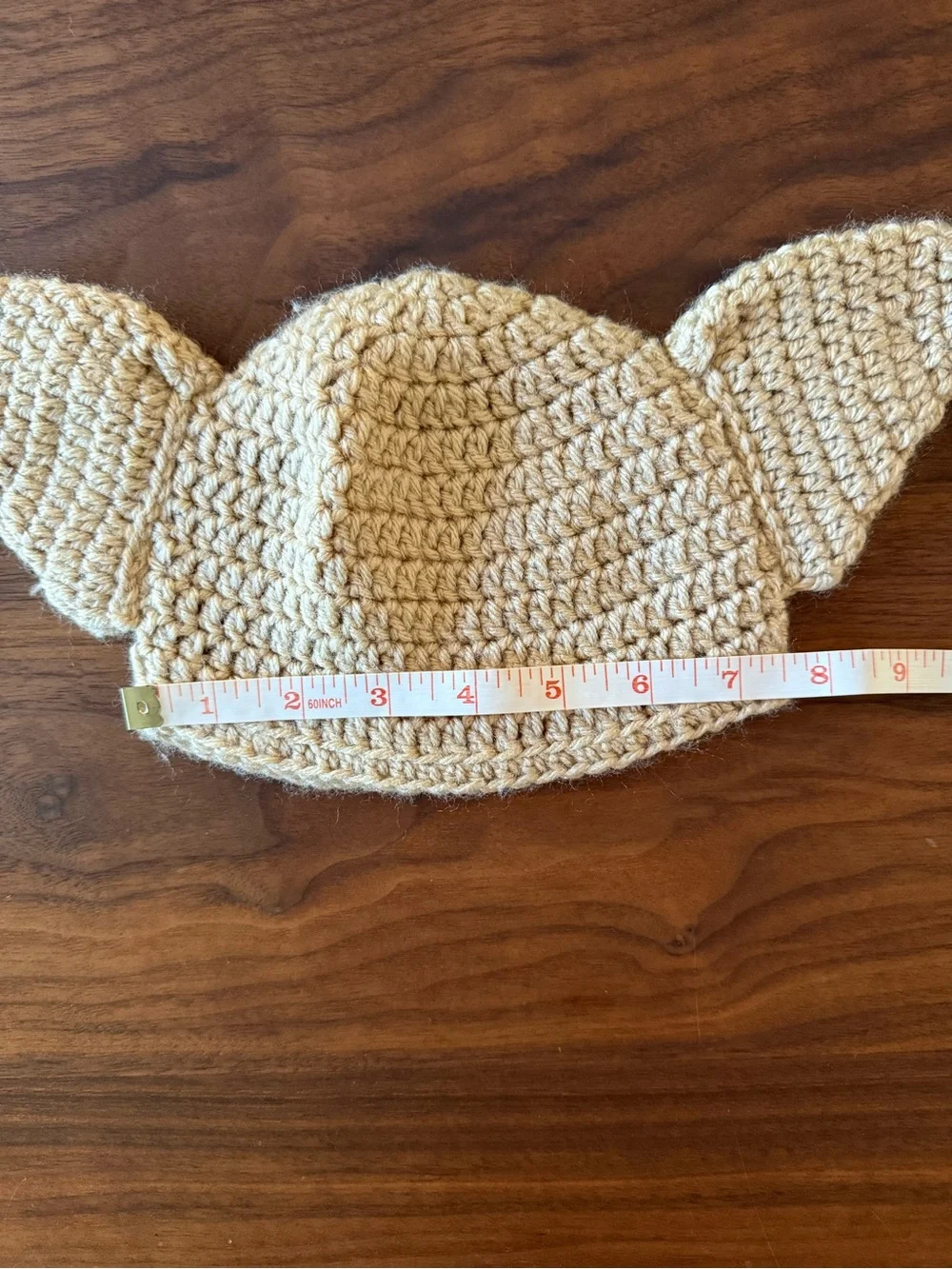 Handmade Cream Crochet Yoda baby Hat